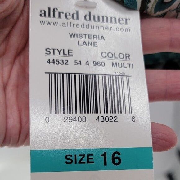 Alfred Dunner Women's Green Cotton Floral Long Sleeve Full Zip Jacket NWT - Picture 5 of 5